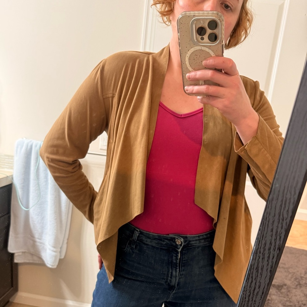 Liverpool Tan Open Front Light Jacket - Pockets!